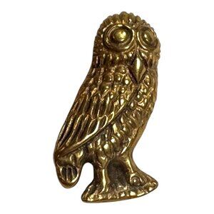 Vintage MMA Gold Tone Revival Owl Brooch Pin Egyptian Boho Metropolitan Museum
